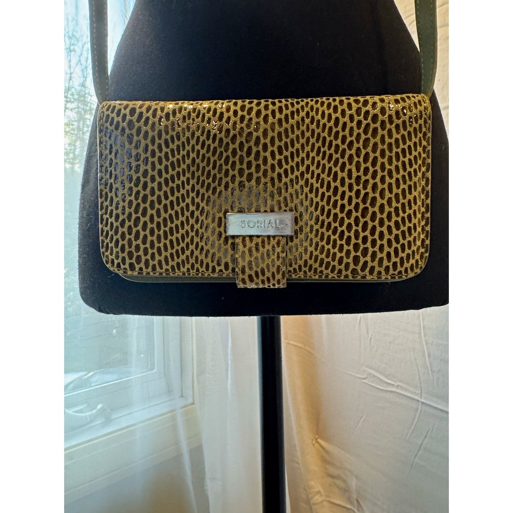 SORIAL Snake Print Crossbody Wallet Purse Leather Adjustable Strap Green